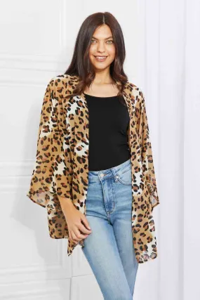 Wild Muse Full Size Animal Print Kimono in Camel