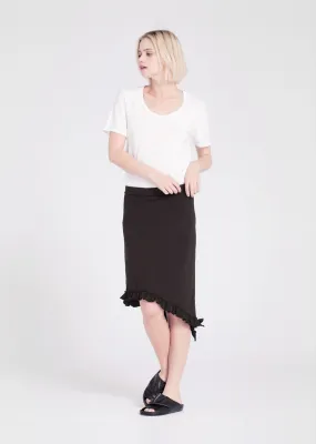 Wilt Raw Hem Ruffle Skirt Black