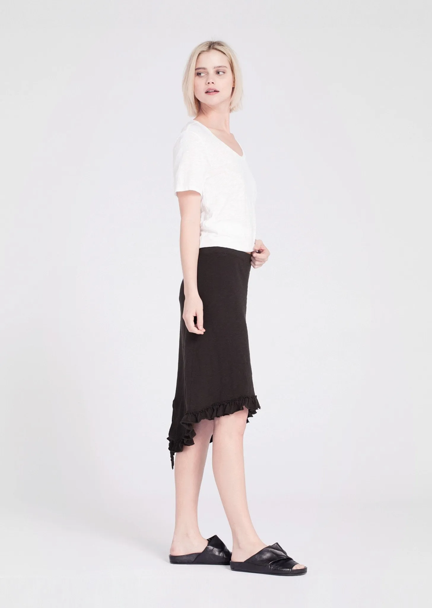 Wilt Raw Hem Ruffle Skirt Black