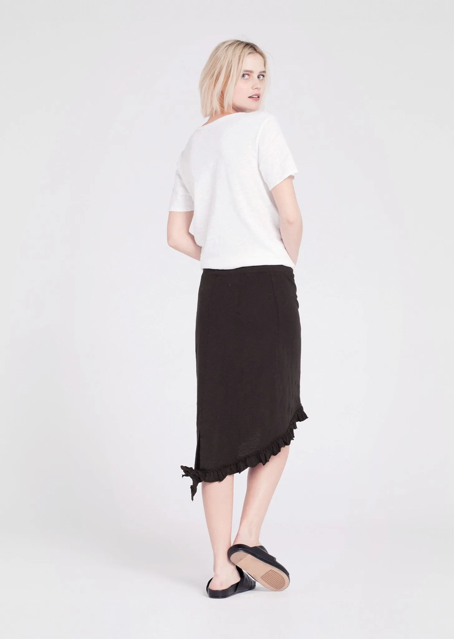 Wilt Raw Hem Ruffle Skirt Black