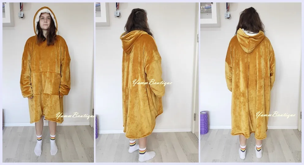 Winter Warm Hoodie Blanket Pocket Big Soft Robe Bathrobe Sweatshirt Pullover