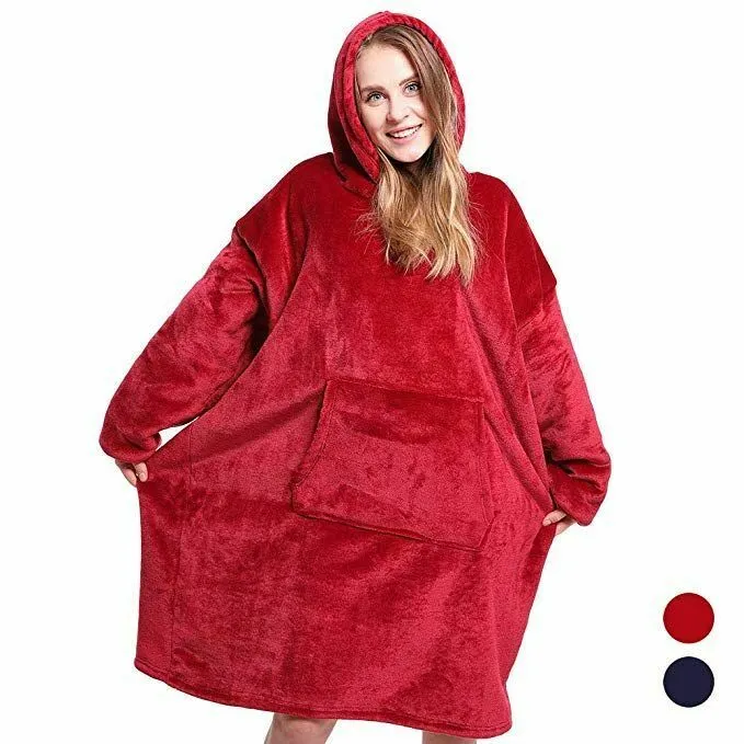 Winter Warm Hoodie Blanket Pocket Big Soft Robe Bathrobe Sweatshirt Pullover