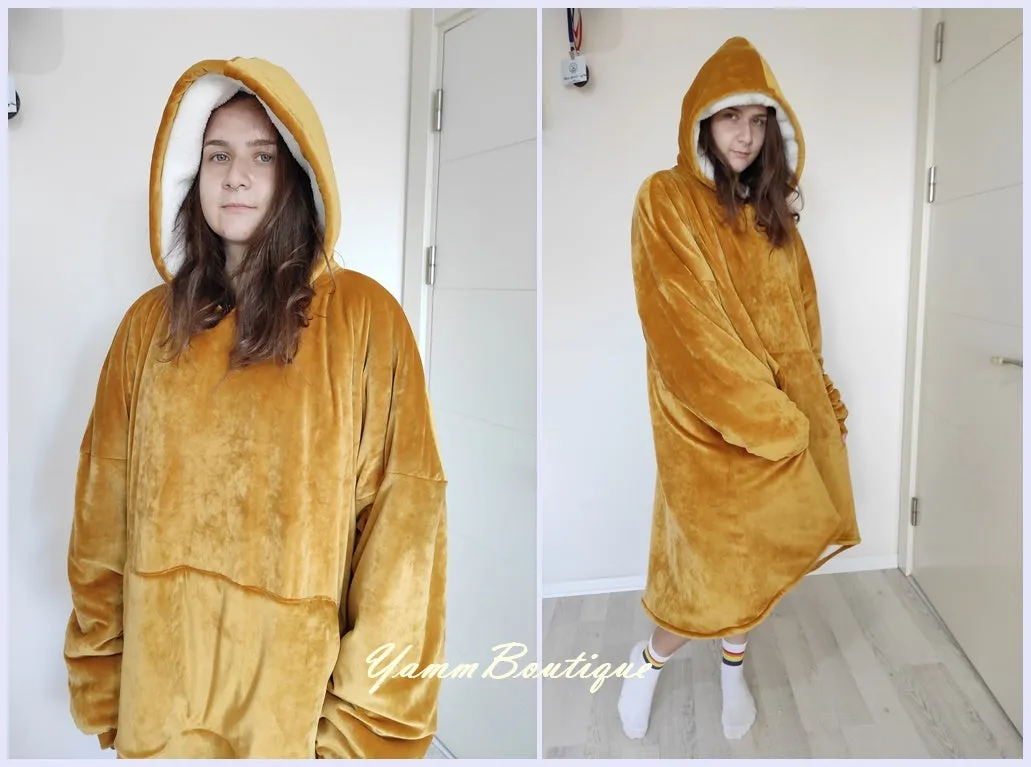 Winter Warm Hoodie Blanket Pocket Big Soft Robe Bathrobe Sweatshirt Pullover