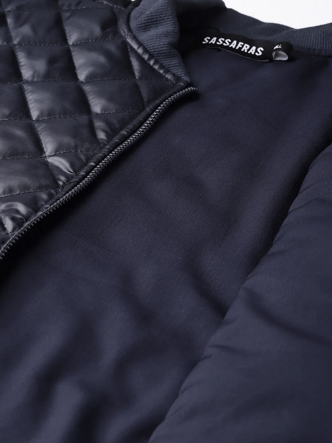 Women Navy Quilted Bomber Jacket