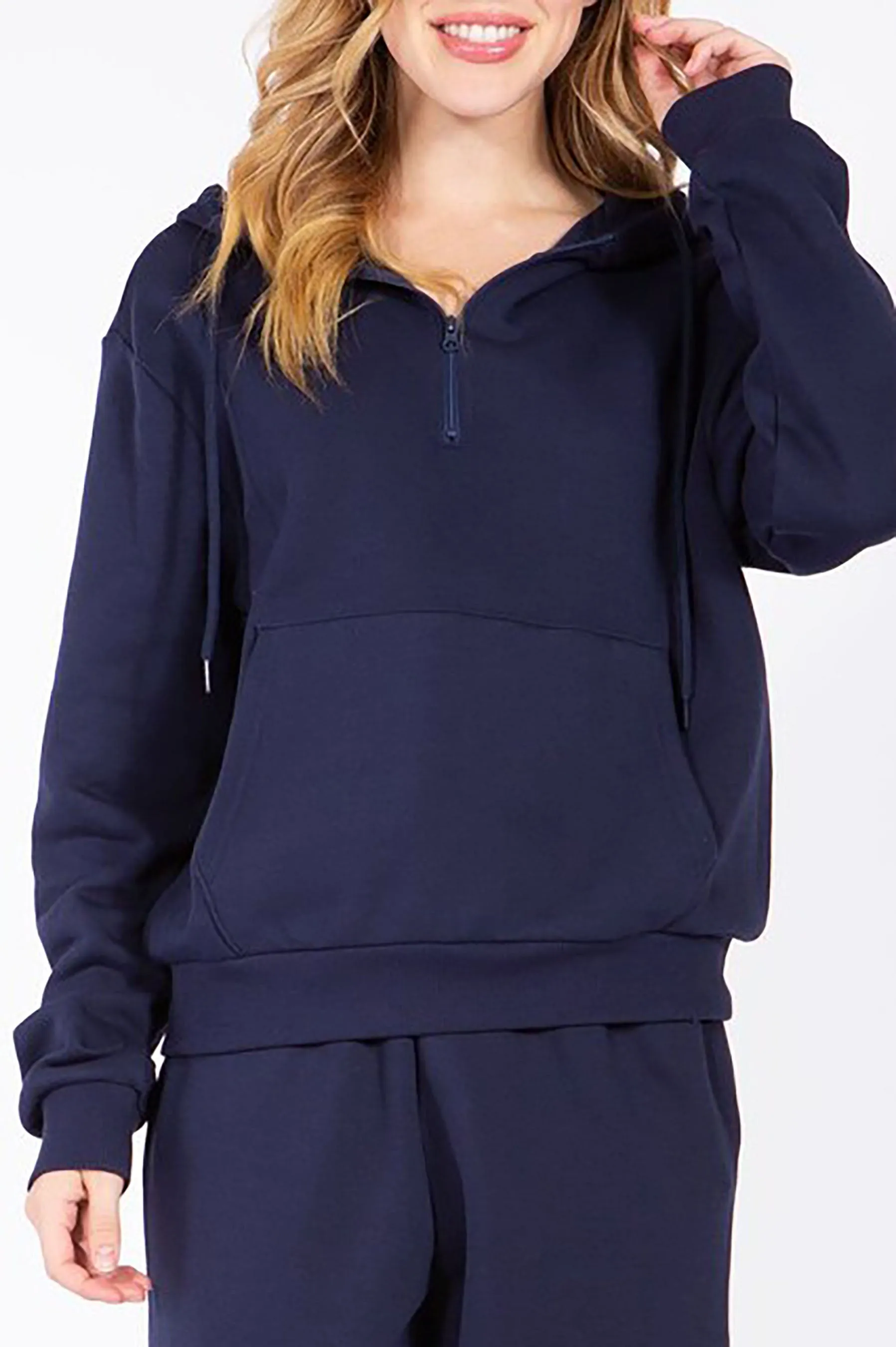 Women's  Casual 1/4 Zip Up Sweatshirts Fleece  Pullover Hoodie