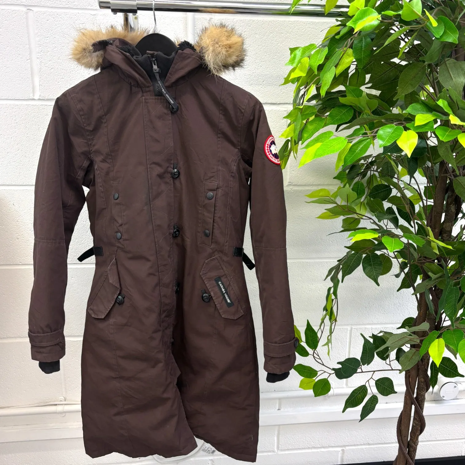 Women's Kensington Parka Down Jacket Brown Size XS