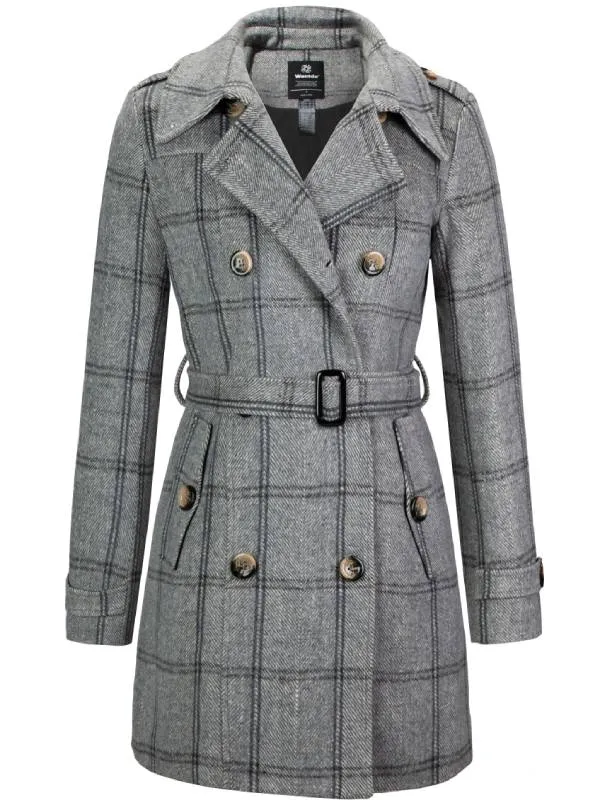 Women's Pea Coat Double Breasted Winter Trench Jacket