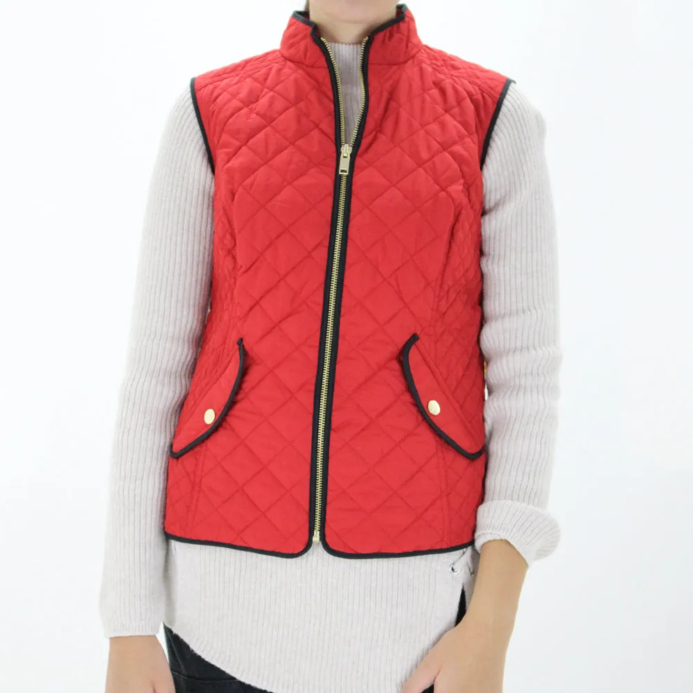 Women's Quilted Stand-Collar Vest,Red