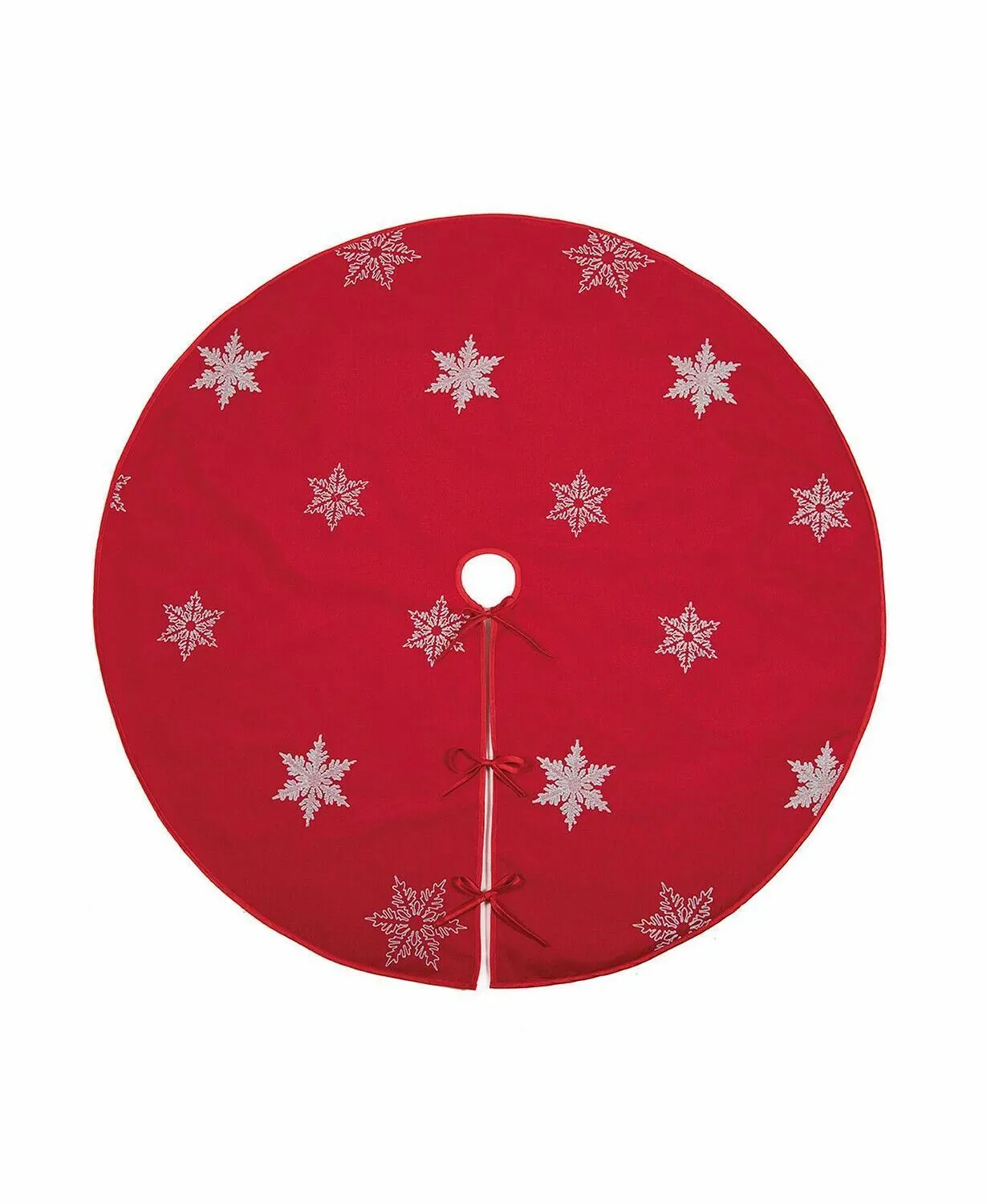 Xia Home Fashions Glisten Snowflake Embroidered Christmas Tree Skirt, 56" Round