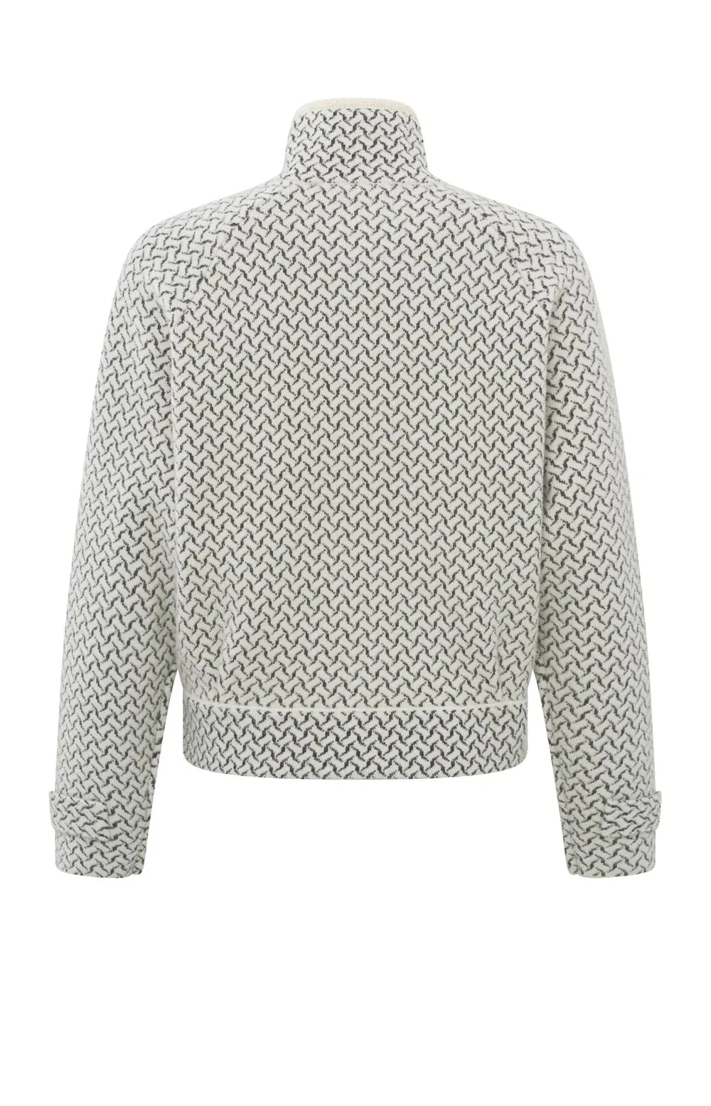 YAYA KNITTED JACKET WOVEN PRINT CHALK WHITE