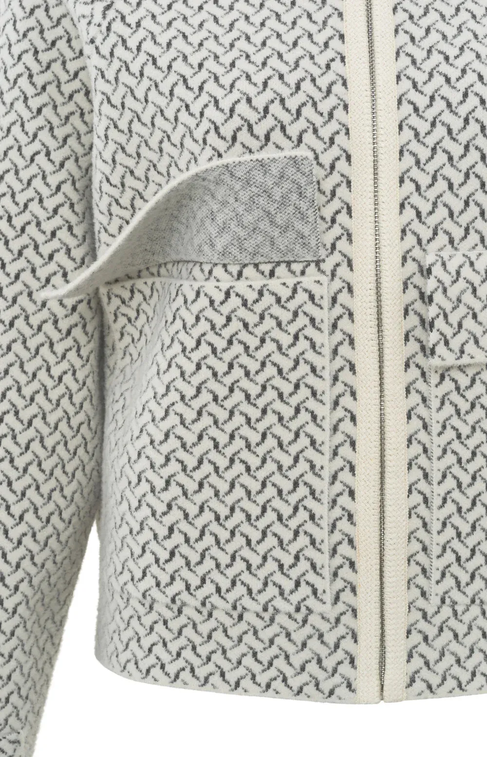 YAYA KNITTED JACKET WOVEN PRINT CHALK WHITE